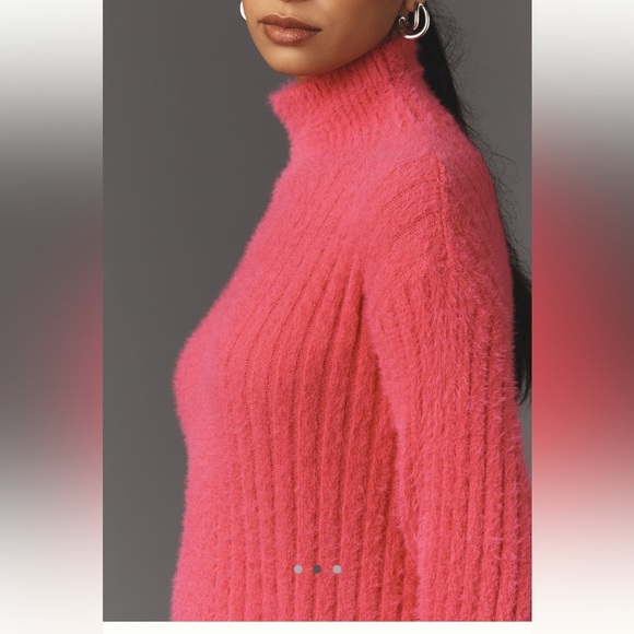 NWT new small Anthropologie flat white turtleneck sweater dress tunic pink - Picture 7 of 17